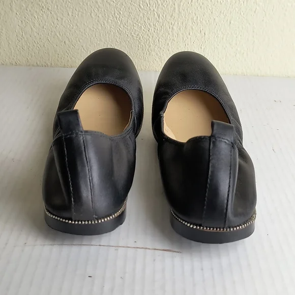 Botkier Mason Black Leather Ballet Flats 9 Fit True To Size Zipper Welt Detail
